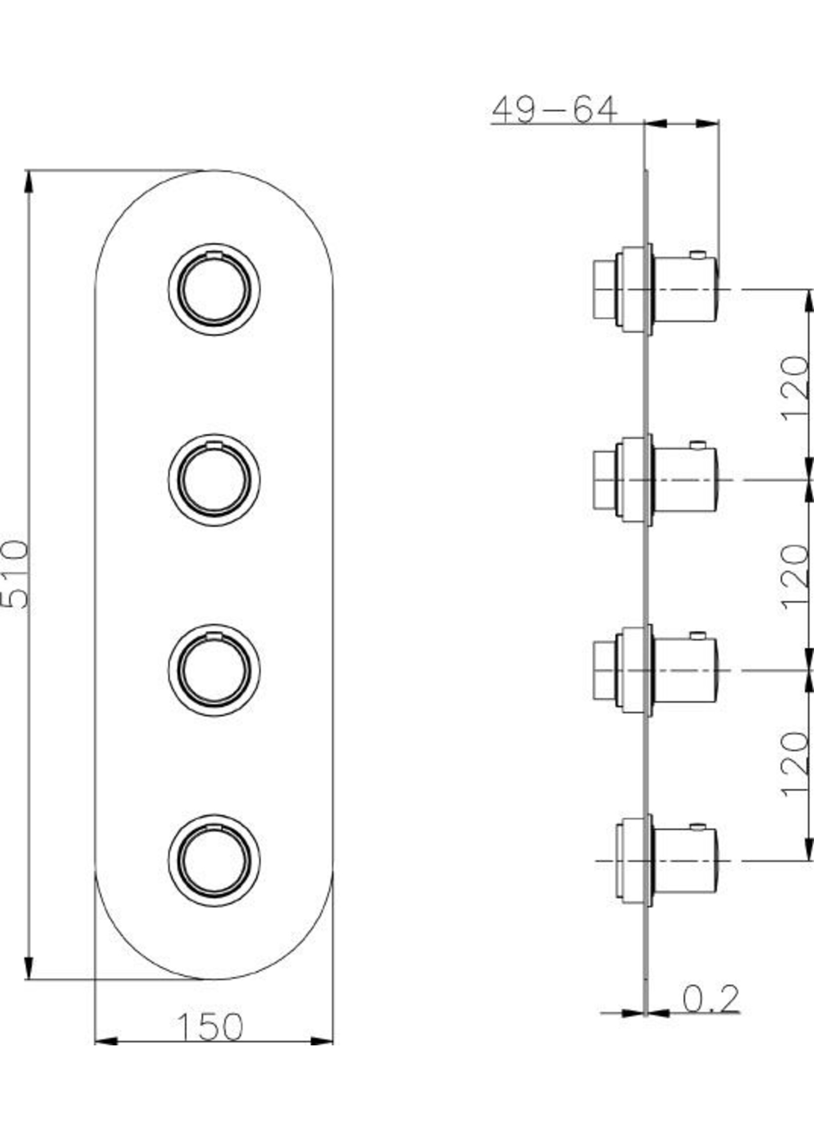 Xenz Duero Plus - Thermostatisch blok met drie uitgangen chroom