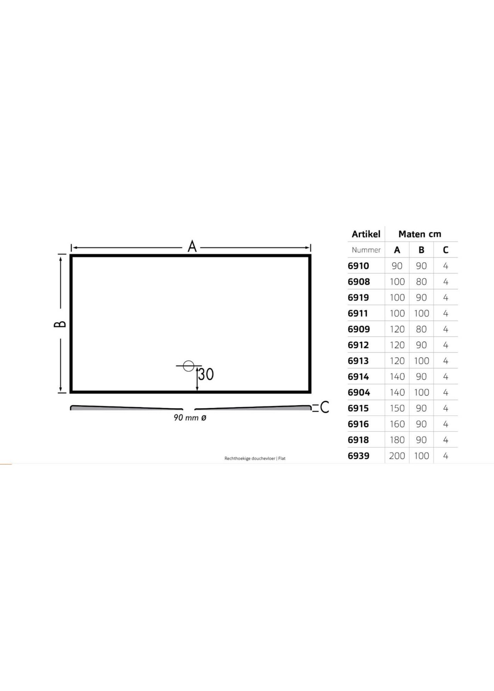 Xenz douchevloer Flat 120x90 wit