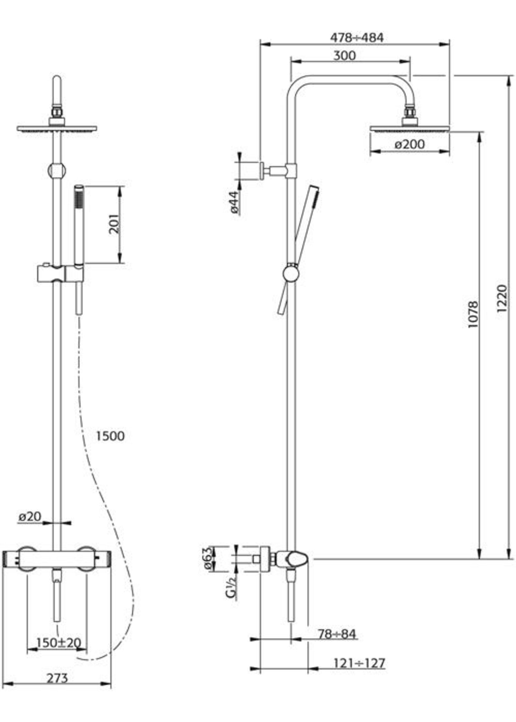 Xenz Xenz Cinca - douche opbouwset chroom