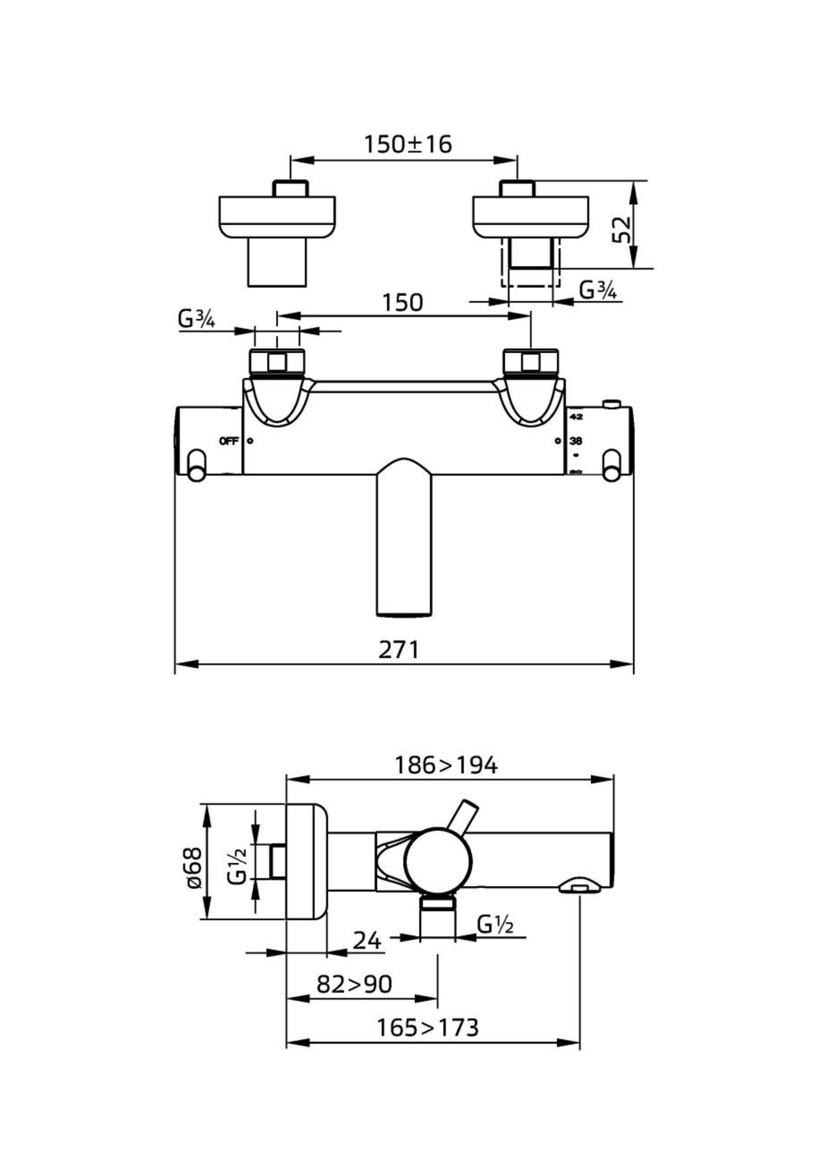 Xenz Duero - bad thermostaatkraan PVD coating grafiet geborsteld