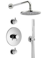 Xenz Duero - douche inbouwset (thermostatisch), met 2 stopkranen, inox