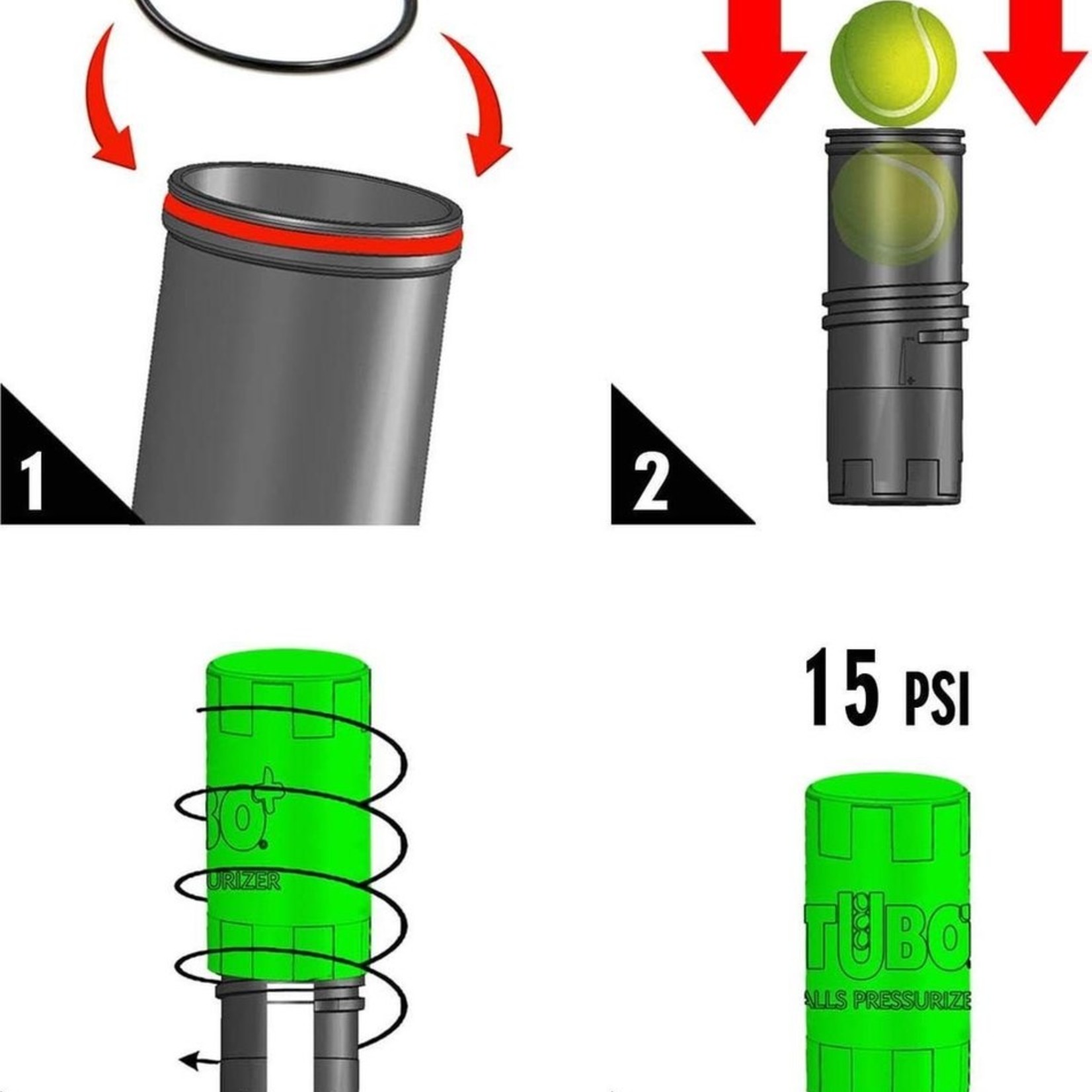 Tubo+ Tubo PLUS X3 - drukregelaar padelballen - Groen
