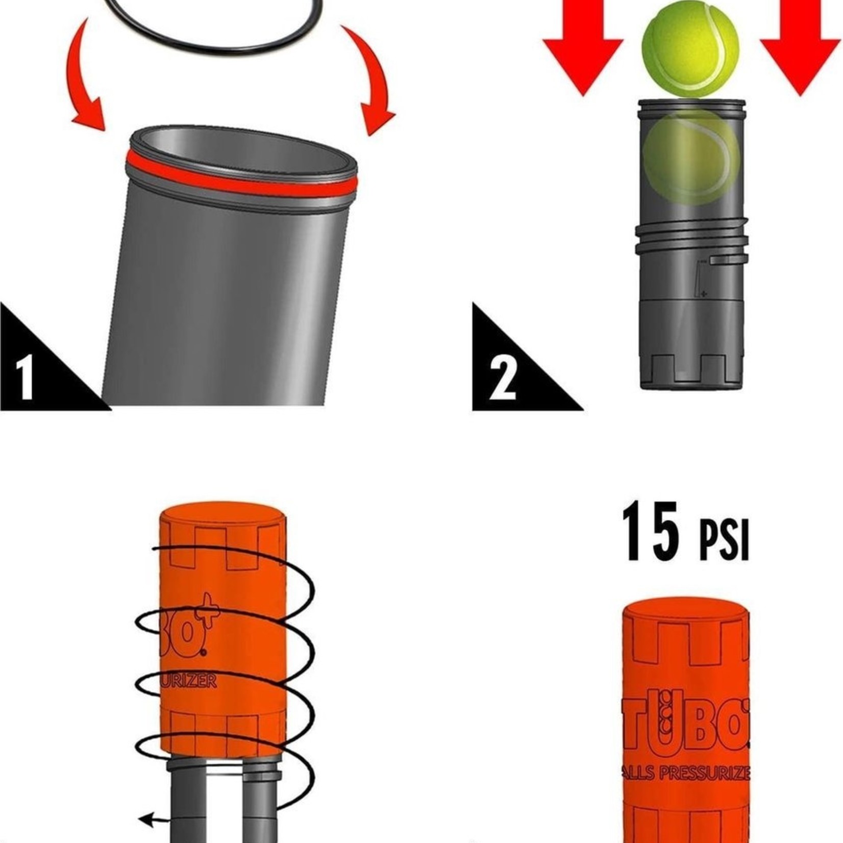 Tubo+ Tubo PLUS X3 - drukregelaar padelballen - Oranje