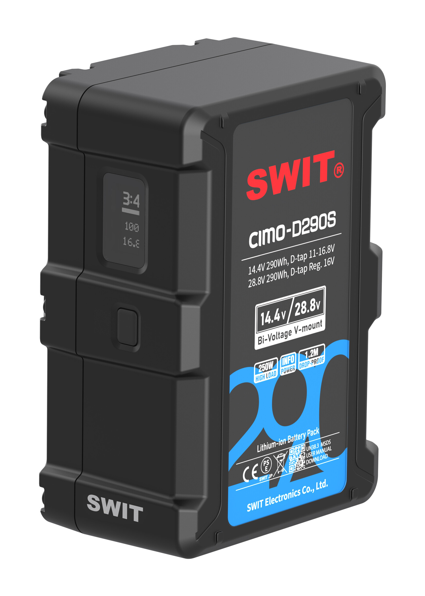 Swit CIMO-D290S | 290Wh 28V/14V Smart Battery, V-mount, also ideal for long term use or high power draw lights