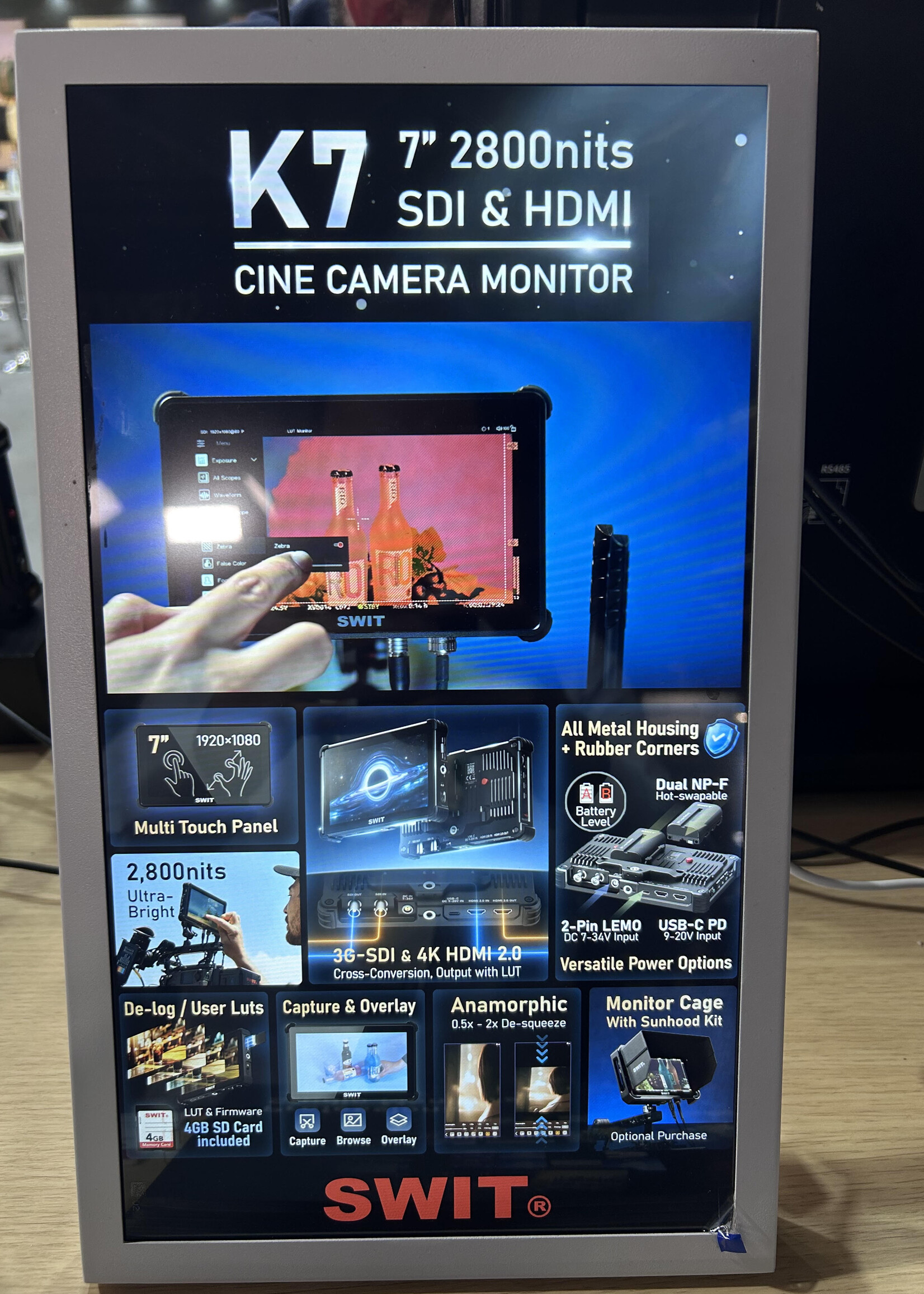Swit K7 | 7" 2800nits Touch screen Metallic Professional On-camera Monitor