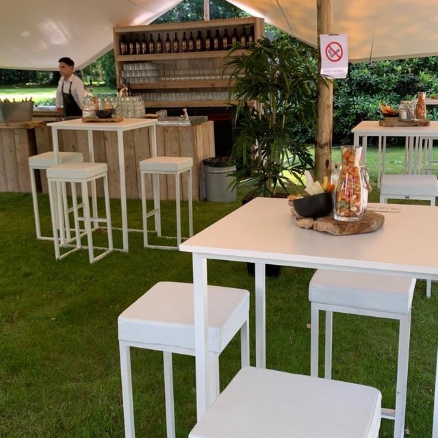 Kubo barkruk - Wit/wit leder