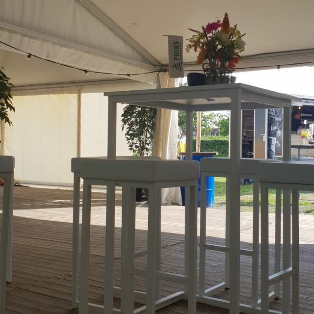 Kubo barkruk - Wit/wit leder