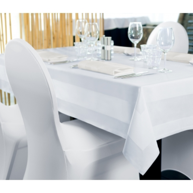 Linnen vierkant 100x100cm satijn band - Wit Linnen vierkant 100x100cm satijn band - Wit