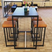 Kubo barkruk - Zwart/vintage leder cognac