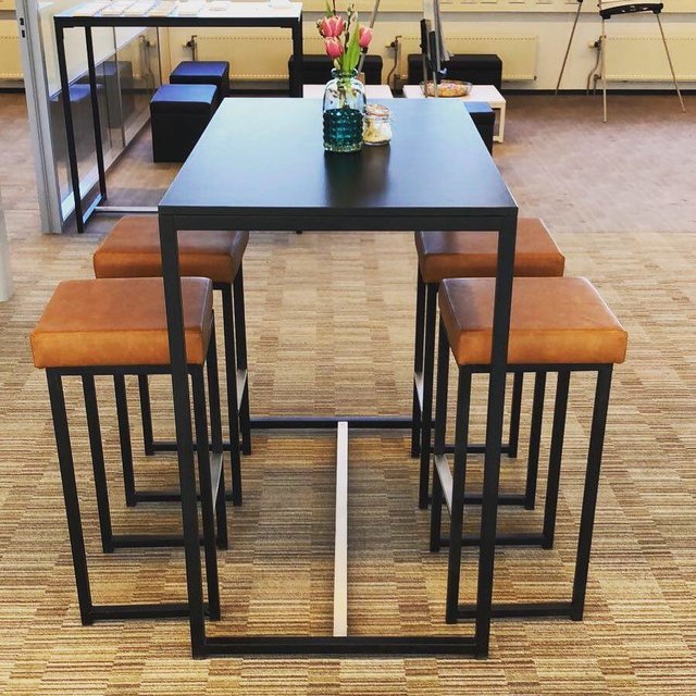 Kubo barkruk - Zwart/vintage leder cognac