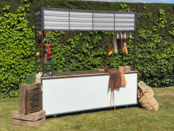 Foodcourt - Staal tegelmotief wit