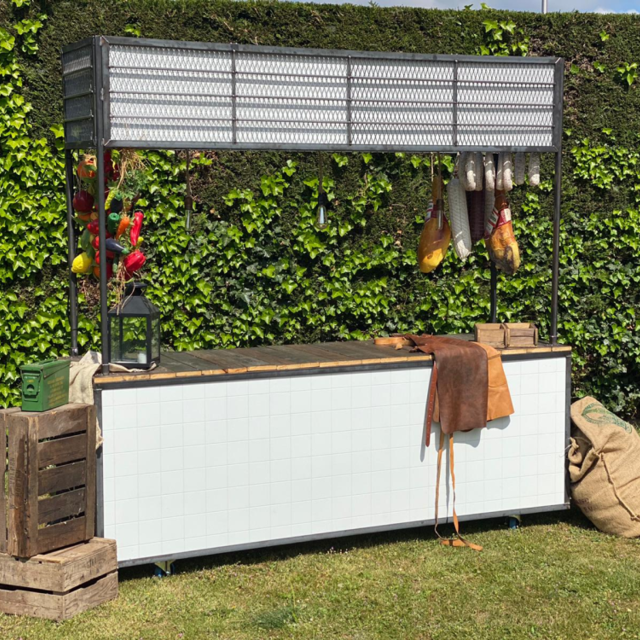 Foodcourt - Staal tegelmotief wit