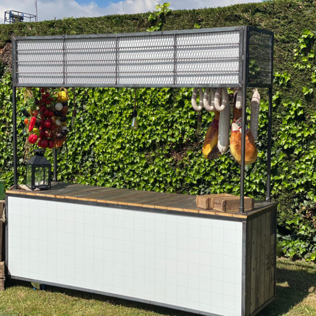 Foodcourt - Staal tegelmotief wit