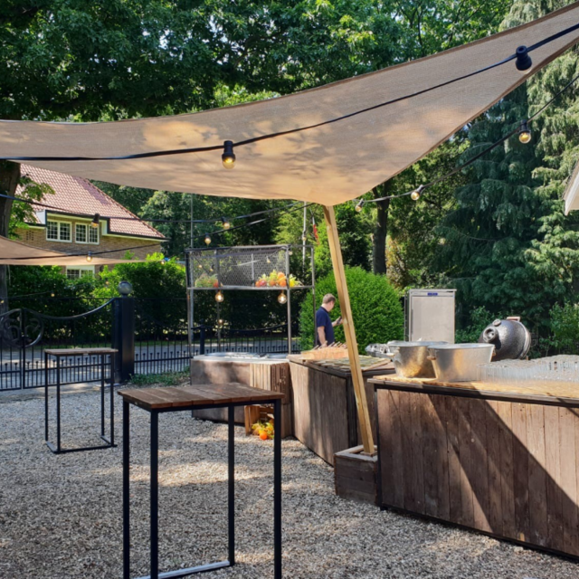 Kubo statafel 70x70cm - Zwart/old wood