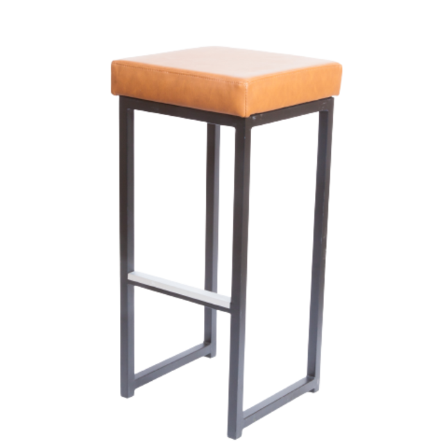 Kubo barkruk - Zwart/vintage leder cognac