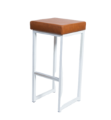 Kubo barkruk - Wit/vintage leder cognac