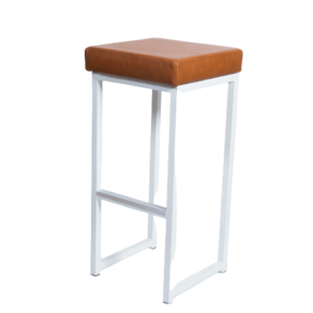 Kubo barkruk - Wit/vintage leder cognac