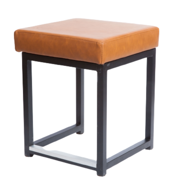 Kubo kruk laag - Zwart/vintage leder cognac