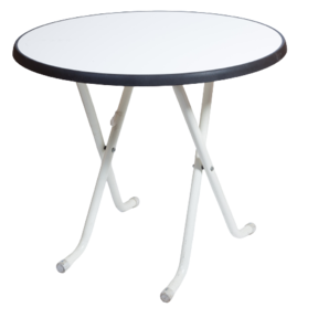 Klaptafel rond dsn. 85cm - Wit met zwarte rand