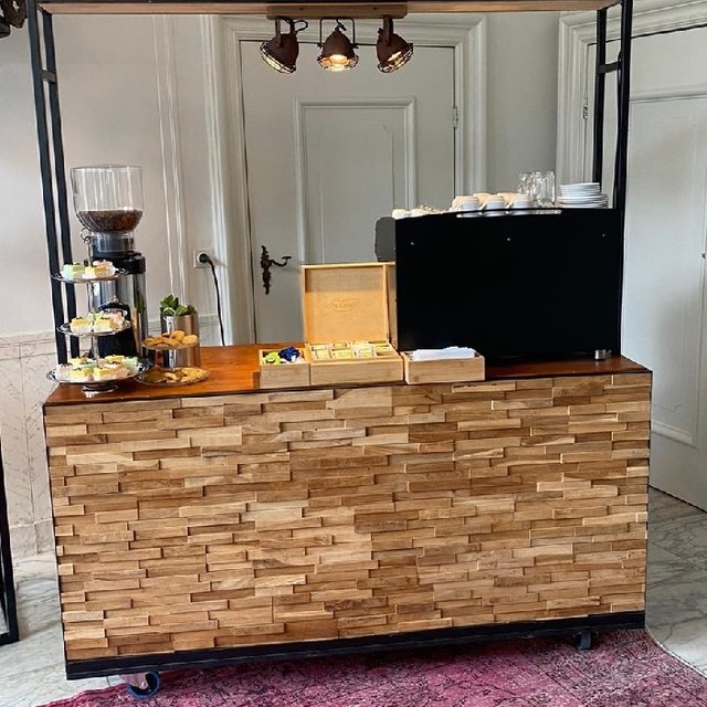 Koffiemeubel - Staal teakhout