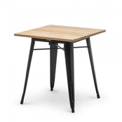 Dinertafel Tolix 70x70cm - Zwart/iepenhout