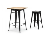 Staset Tolix vierkant - Zwart/iepenhout