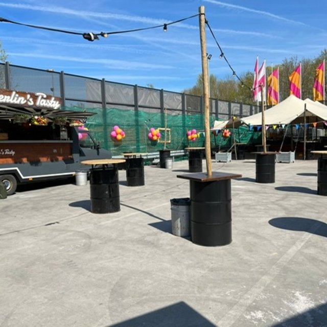 Statafel olieton/vat inclusief paal - Zwart