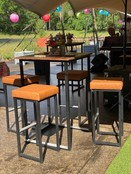 Kubo barkruk - Zwart/vintage leder cognac