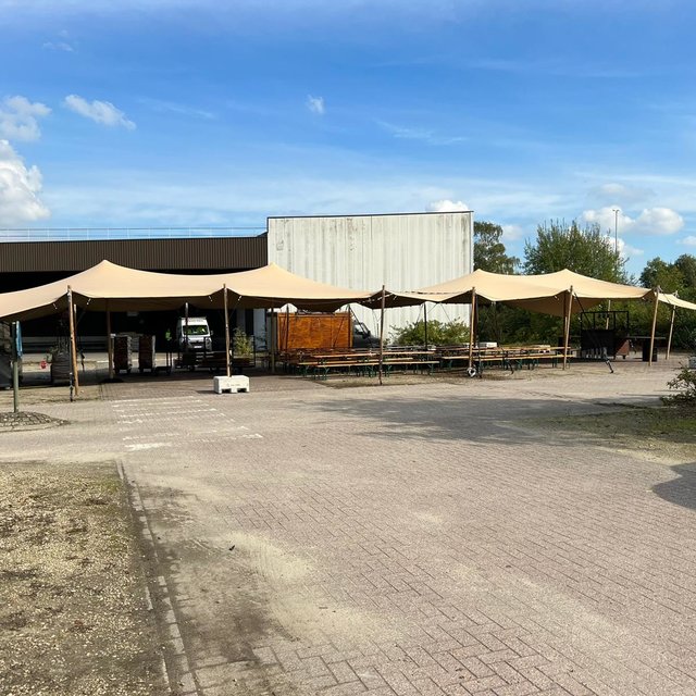 Stretchtent 10x27m - Zand