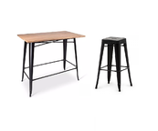 Staset Tolix groot - Zwart/iepenhout