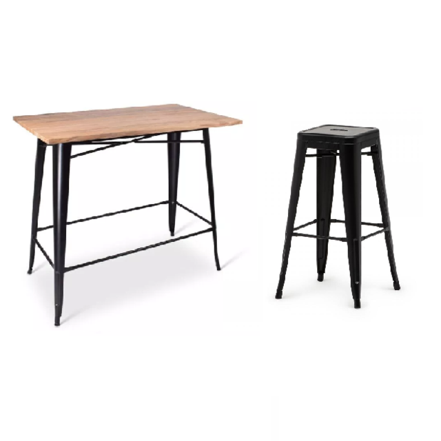 Staset Tolix groot - Zwart/iepenhout