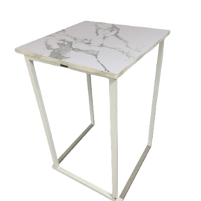 Kubo statafel 70x70cm - Wit/marmer