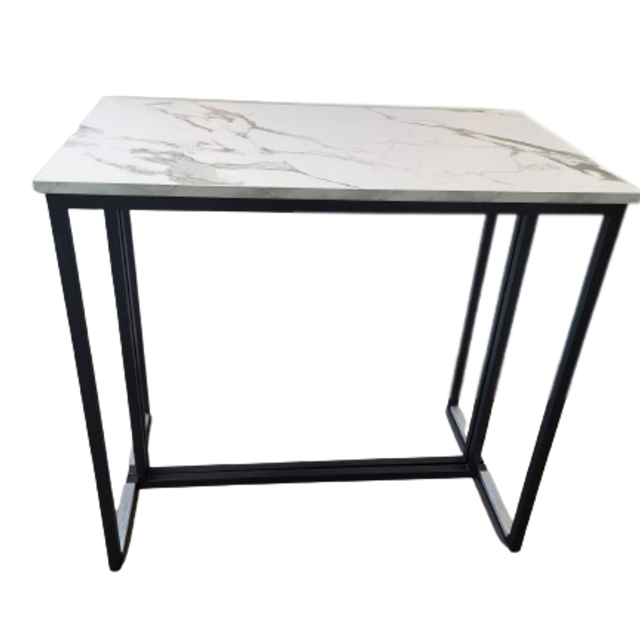 Kubo statafel 120x70cm - Zwart/marmer wit