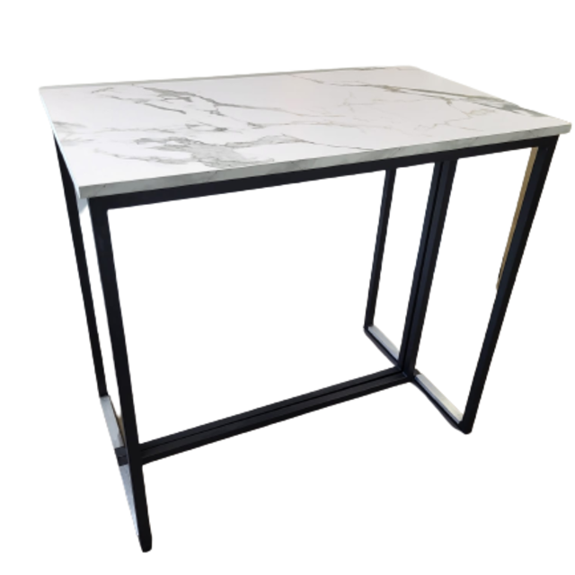 Kubo statafel 120x70cm - Zwart/marmer wit