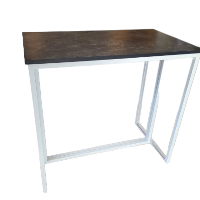 Kubo statafel 120x70cm - Wit/marmer zwart