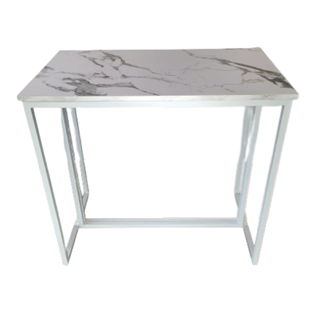Kubo statafel 120x70cm - Wit/marmer