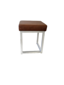 Kubo kruk laag - Wit/vintage leder cognac