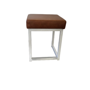 Kubo kruk laag - Wit/vintage leder cognac