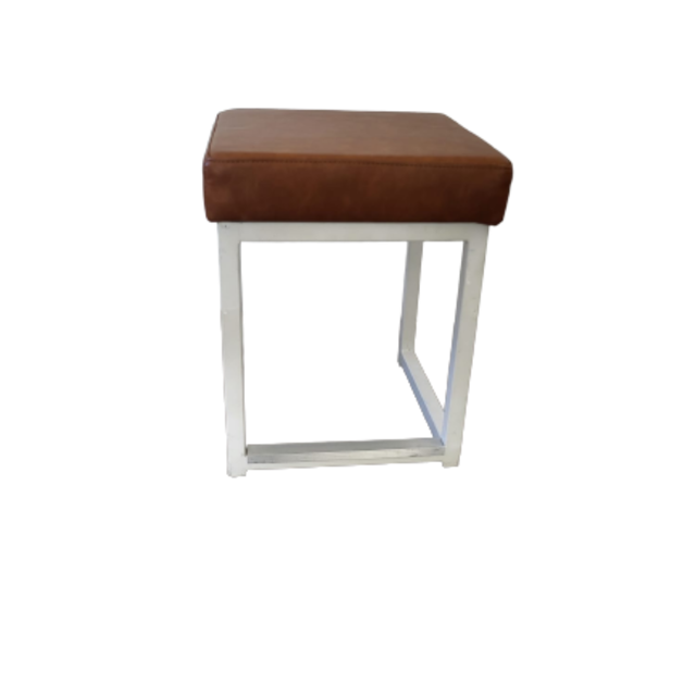 Kubo kruk laag - Wit/vintage leder cognac