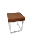 Kubo kruk laag - Wit/vintage leder cognac