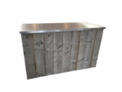 Uitgiftebar - Steigerhout met rvs blad Uitgiftebar - Steigerhout met rvs blad