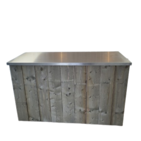 Uitgiftebar - Steigerhout met rvs blad