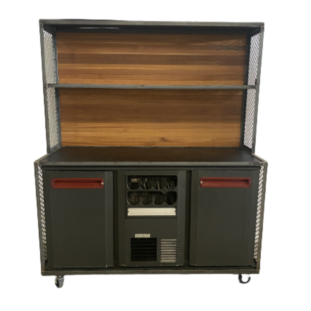 Achterkast industrieel staal bankirai hout