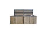 Dubbele uitgifteset met spoelbak - Steigerhout met rvs blad Dubbele uitgifteset met spoelbak - Steigerhout met rvs blad