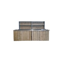 Dubbele uitgifteset met spoelbak - Steigerhout met rvs blad
