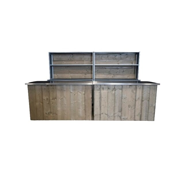 Dubbele uitgifteset - Steigerhout met rvs blad Dubbele uitgifteset - Steigerhout met rvs blad