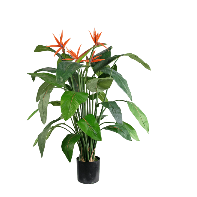 Kunstplant strelitzia inclusief bloemen - 120cm