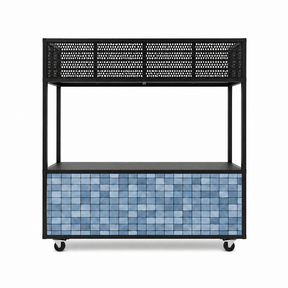 Foodcourt flex 195cm  -  Staal tegelmotief blauw