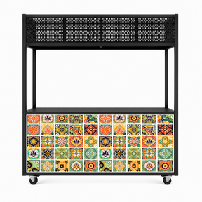 Foodcourt flex 195cm -  Staal Mexicaans tegelmotief