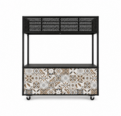 Foodcourt flex 195cm -  Staal retro bruin grijs tegelmotief